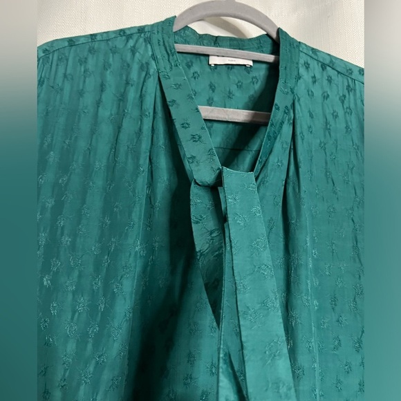 Sandro Paris Green Textured Tie Blouse Small - Picture 5 of 12